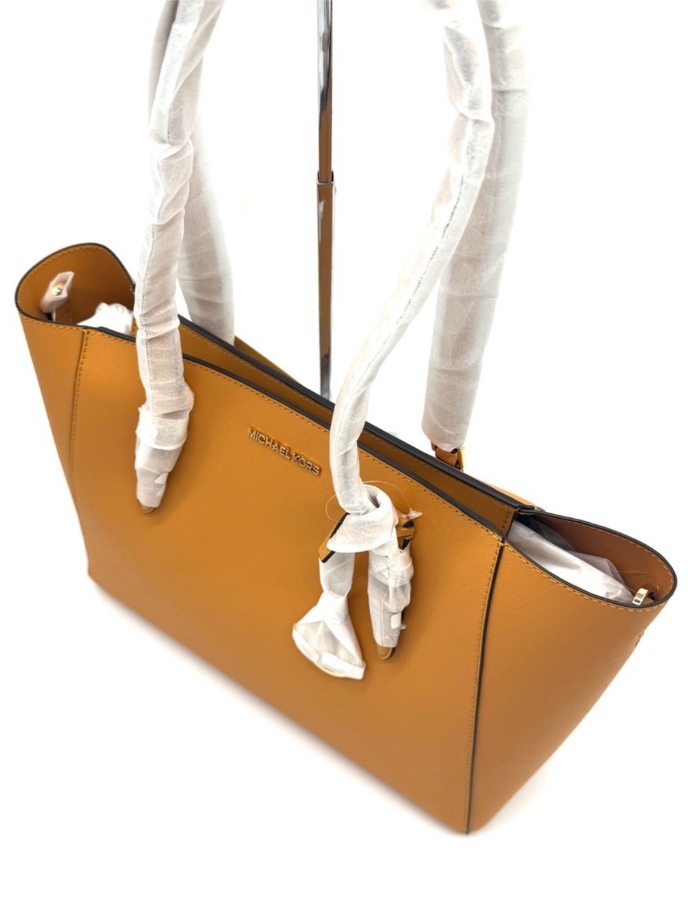 Michael Kors Charlotte LG Tote Bag 3 IN 1 Leather Shoulder Bag Cider - Picture 5 of 10